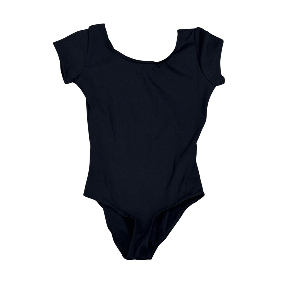 Capezio girls Team Basic Short Sleeve athletic leotards, Black, Sz. Lg